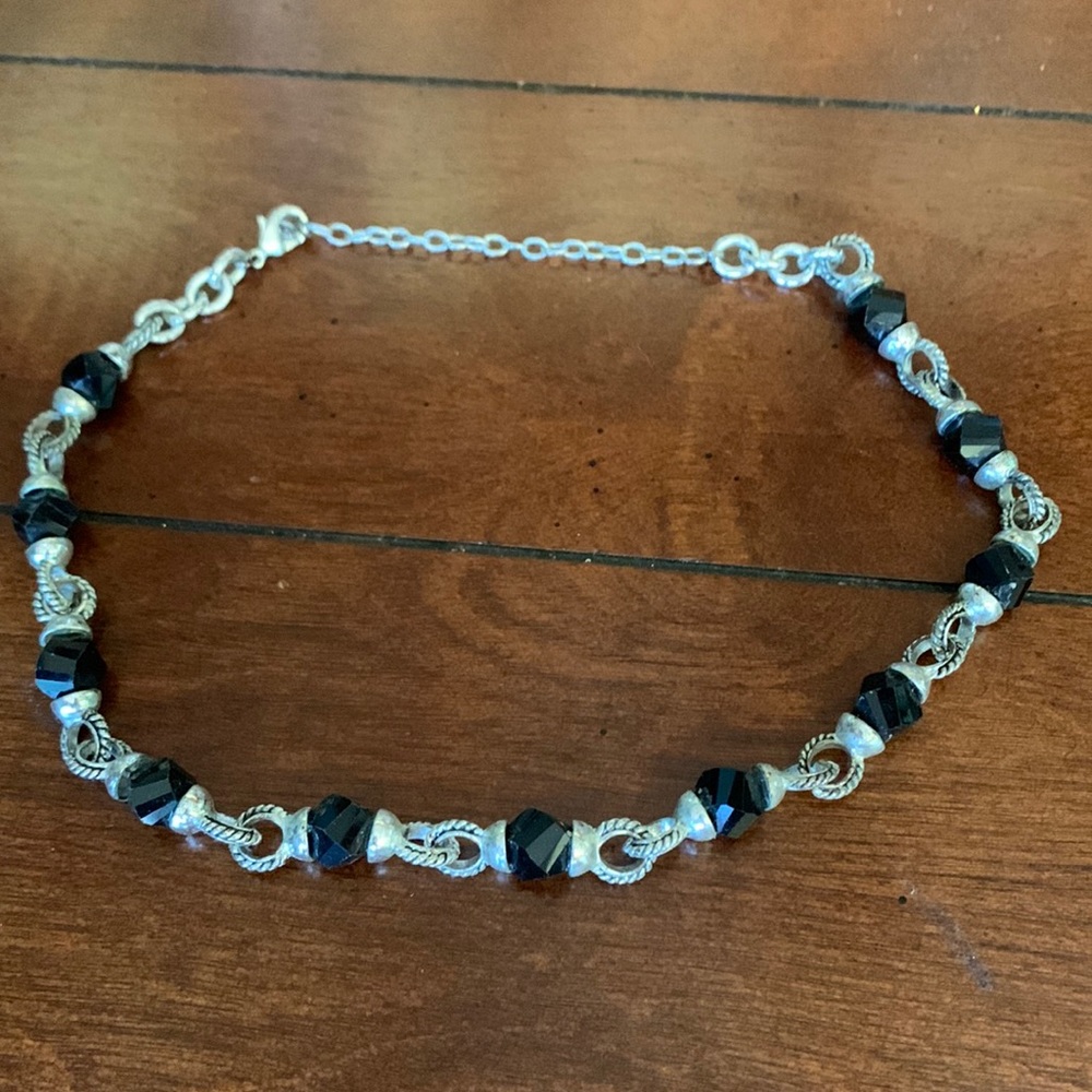 Black & silver colored beaded necklace